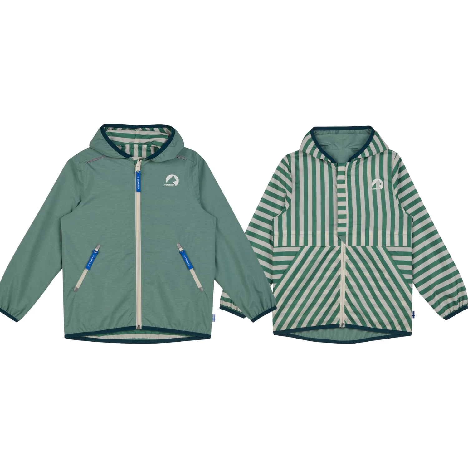 Finkid VALAS Kids Reversible Rain Jacket - Green Bay/deep Teal