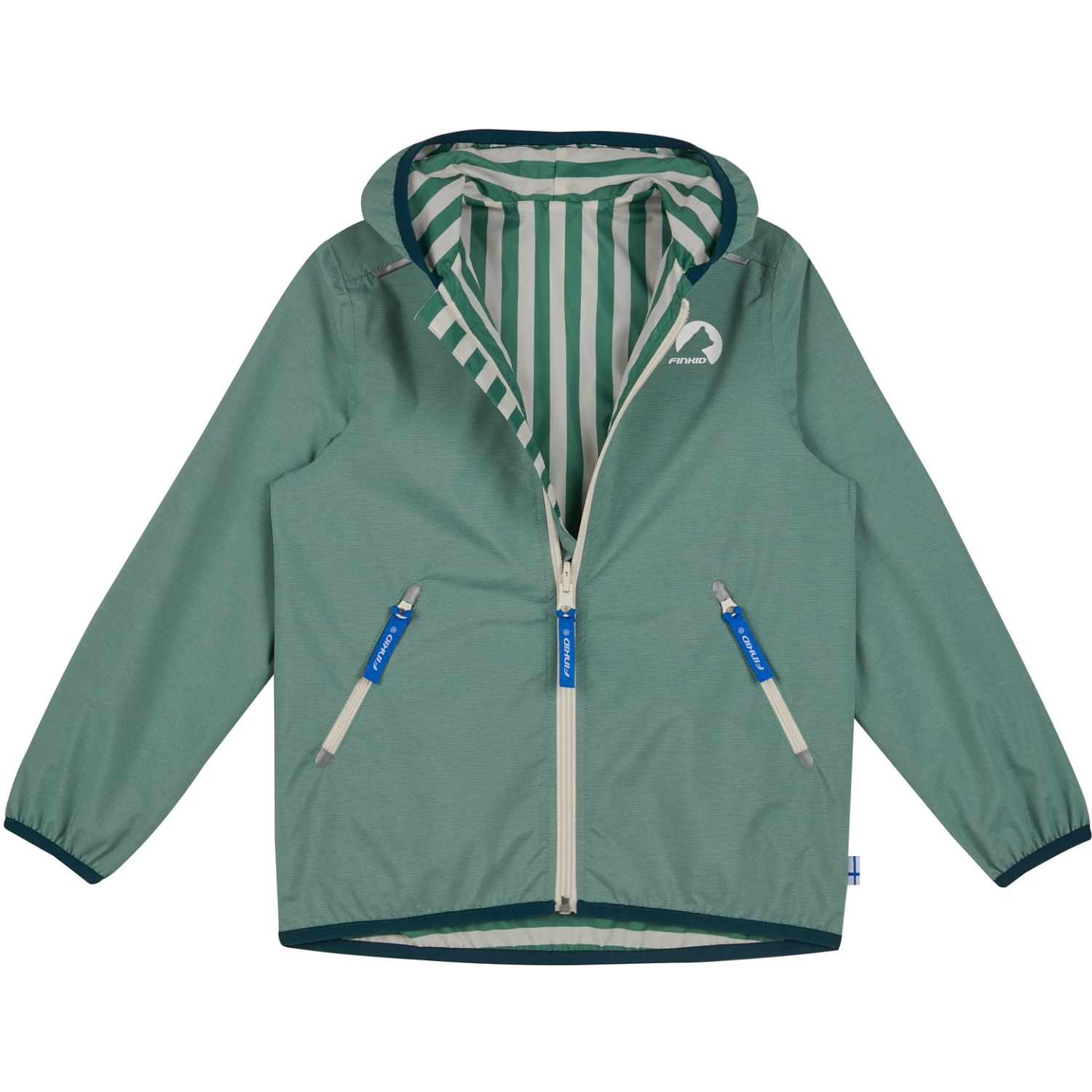 Finkid VALAS Kids Reversible Rain Jacket - Green Bay/deep Teal - Image 3