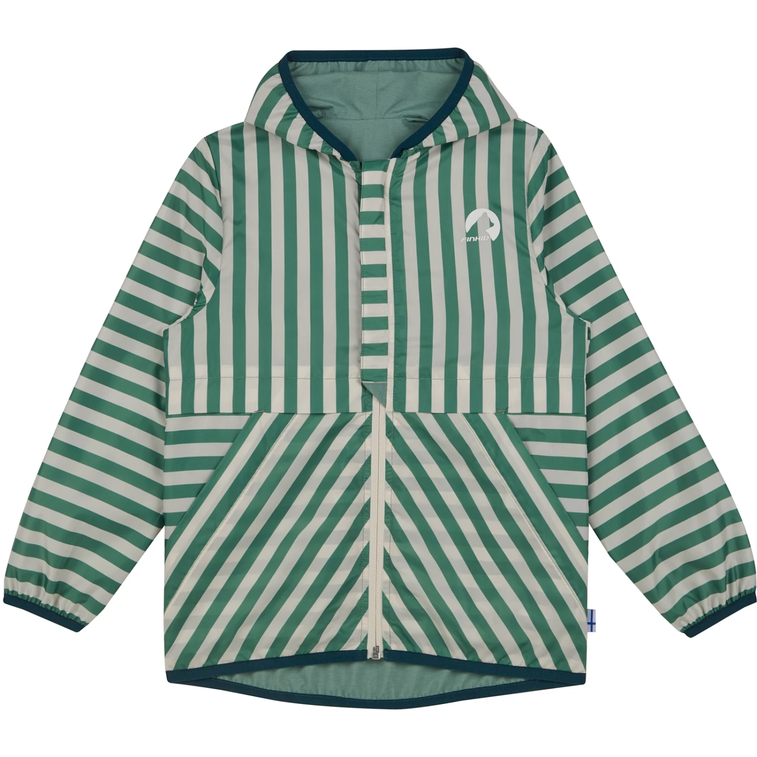 Finkid VALAS Kids Reversible Rain Jacket - Green Bay/deep Teal - Image 4
