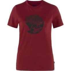 FJÄLLRÄVEN Fjällräven Abisko Wool Fox Shortsleeve Shirt Women - Pomegranate Red-dark Navy