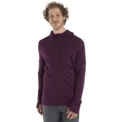 Icebreaker Quantum III Long Sleeve Zip Hood Midlayer Men - Nightshade